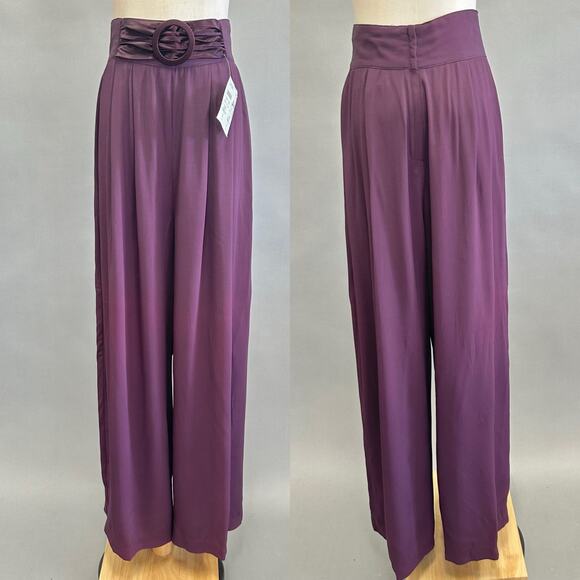 Cache purple high waist wide leg palazzo cumberbund pants‎ Size 12 Deadstock NWT - Picture 15 of 15